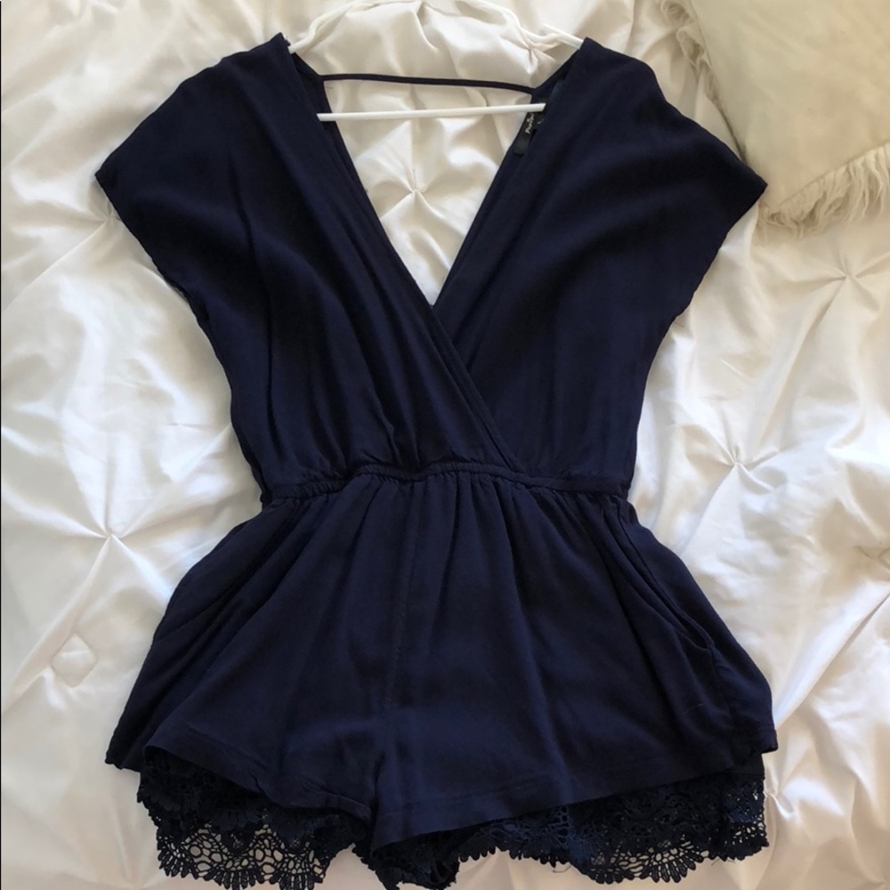 Navy blue lace romper